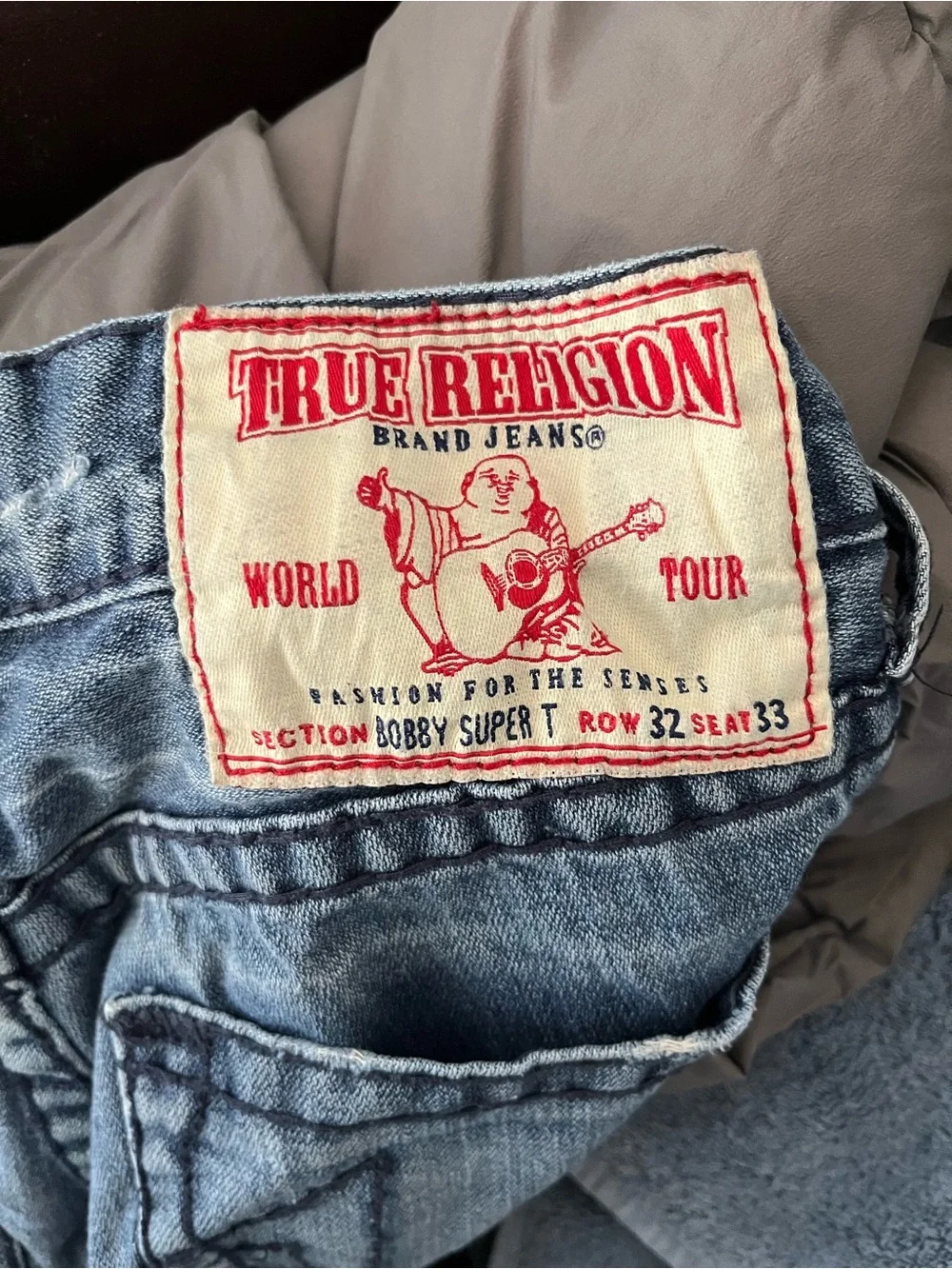 True Religion Bobby Super T Jeans Mens 32x33 Blue Medium Wash Straight Y2K USA